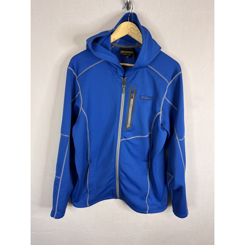 Klim Mens Inferno Blue‎ Full Zip Hooded Fleece Mid Layer Jacket L Activewear